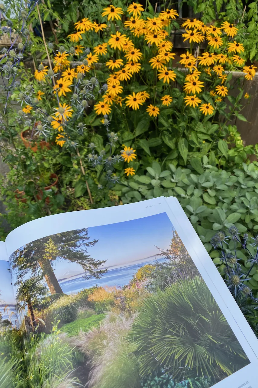 Open book showing a perfect garden